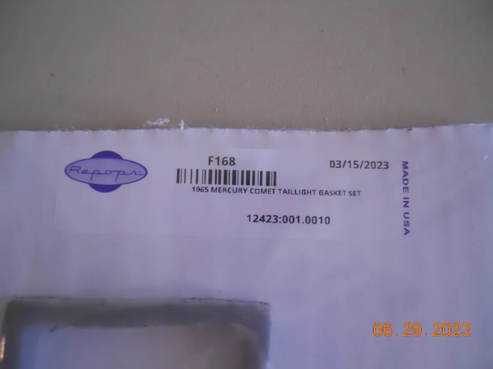 New 1965 Mercury Comet Taillight Lens Gasket Set 4 pcs. Tail Light Cyclone + + - Image 2 of 4