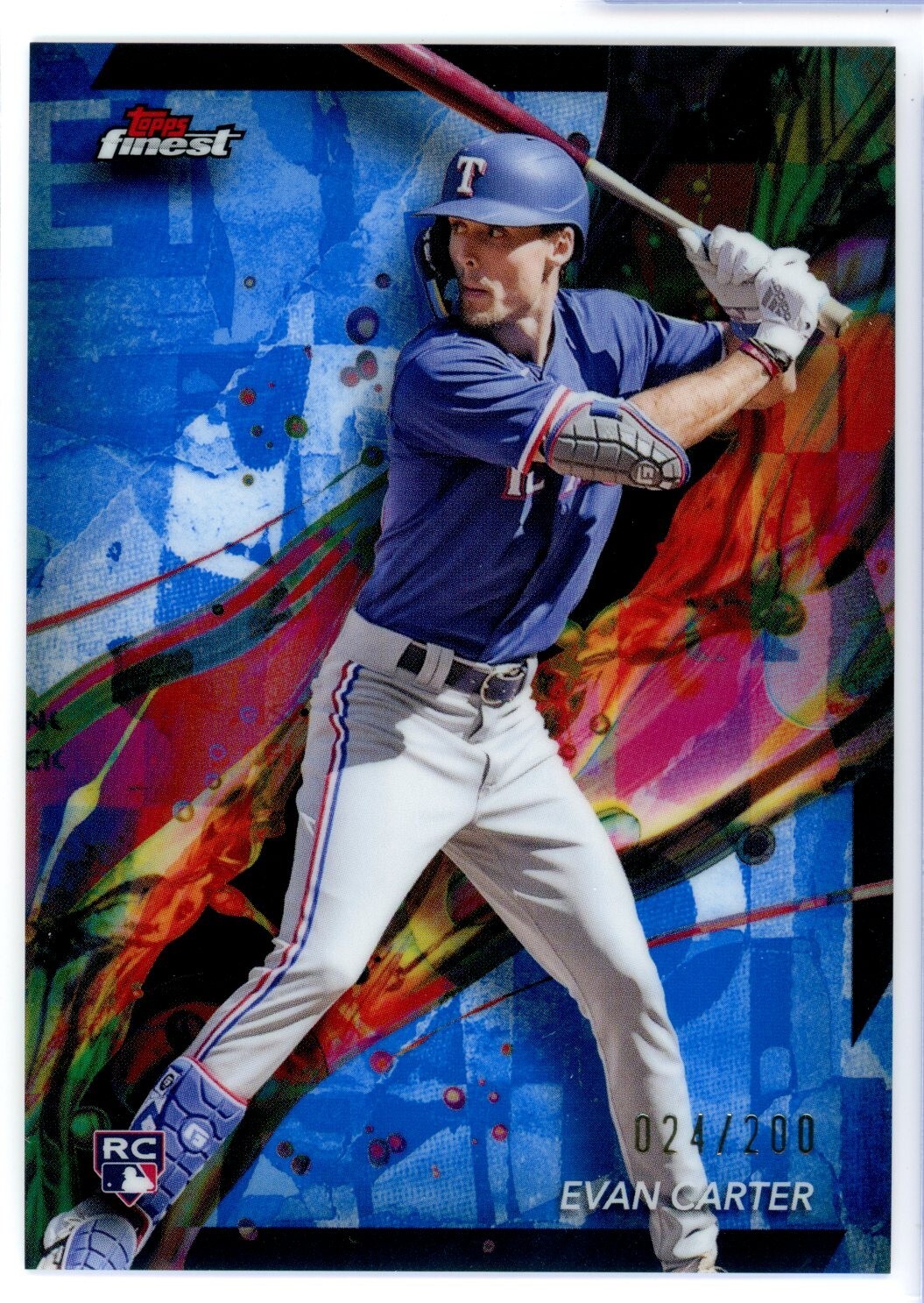 2024 Topps Finest EVAN CARTER Blue Refractor RC #62 #ed/200 Rangers