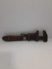 COES RAILROAD Worcester MA Monkey WRENCH 1800's Antique Wooden Handle  