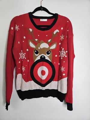 Ugly Christmas Sweater Women's XL Red Rudolph Reindeer Snowflake