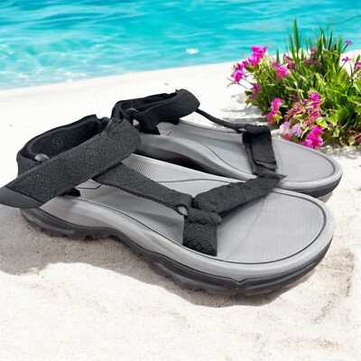 Highland Creek Black And Gray Mens Sandals Shoe Size 9 Hook And Loop
