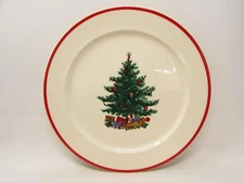 Holly and Spruce by Taylor, Smith & Taylor Dinner Plate Christmas Tree Red Trim