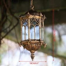 Retro Outdoor Pendant Light Vintage Lantern Yard Hanging Lamp Fixture Waterproof