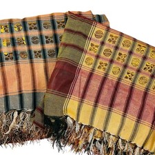 2 Plaid Decorative Tablecloth Black Orange Red Green Metallic Appliqu s u