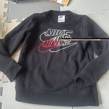 Nike Black Crewneck Pullover Sweatshirt Boys 6 Medium White Red Logo Kids
