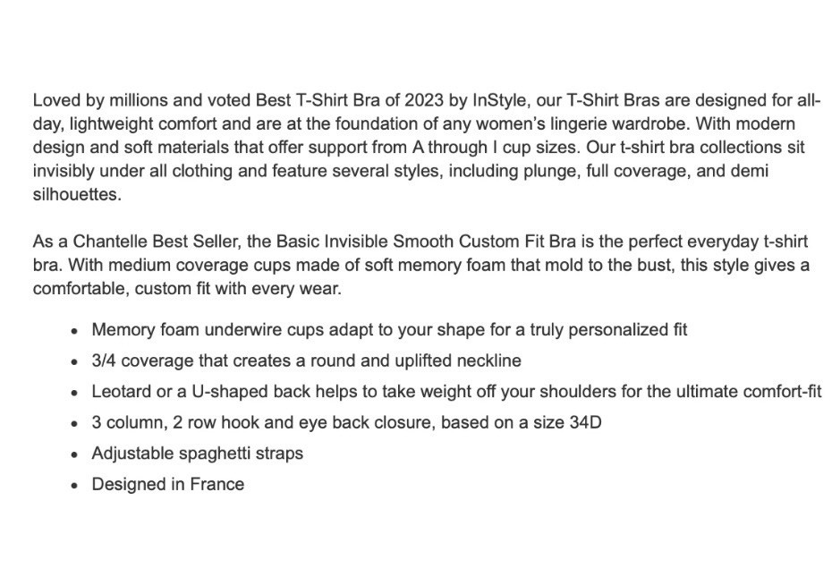 Chantelle 34D Basic Invisible Smooth Custom Fit B… - image 4