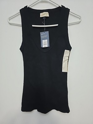 Universal Thread Women's Slim Fit Ribbed Scoop Neck Tank Top, Size S Black 