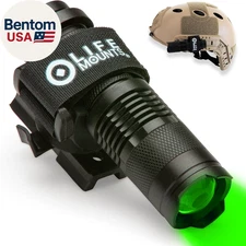 Tactical Helmet Flashlight Mount - 3.5 X 1.5 In, Green LED - Hands-Free Lighting
