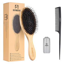 Boar Bristle Hair Brush for Thick Curly Thin Long Short Wet or Dry Hair, Adds Sh