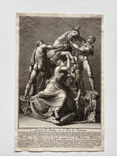 Antique Engraving Farnese Bull Greek mythology Make Nude Zethus and Amphion 1772