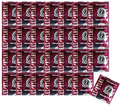 Atlas Premium Condom Non-lubricated Latex Condoms Bulk 100 Count (Pack of 1) 