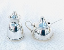 STERLING SILVER 1930's ART DECO TWO-PIECE CRUET SET - J Swann, Birmingham, 1932.