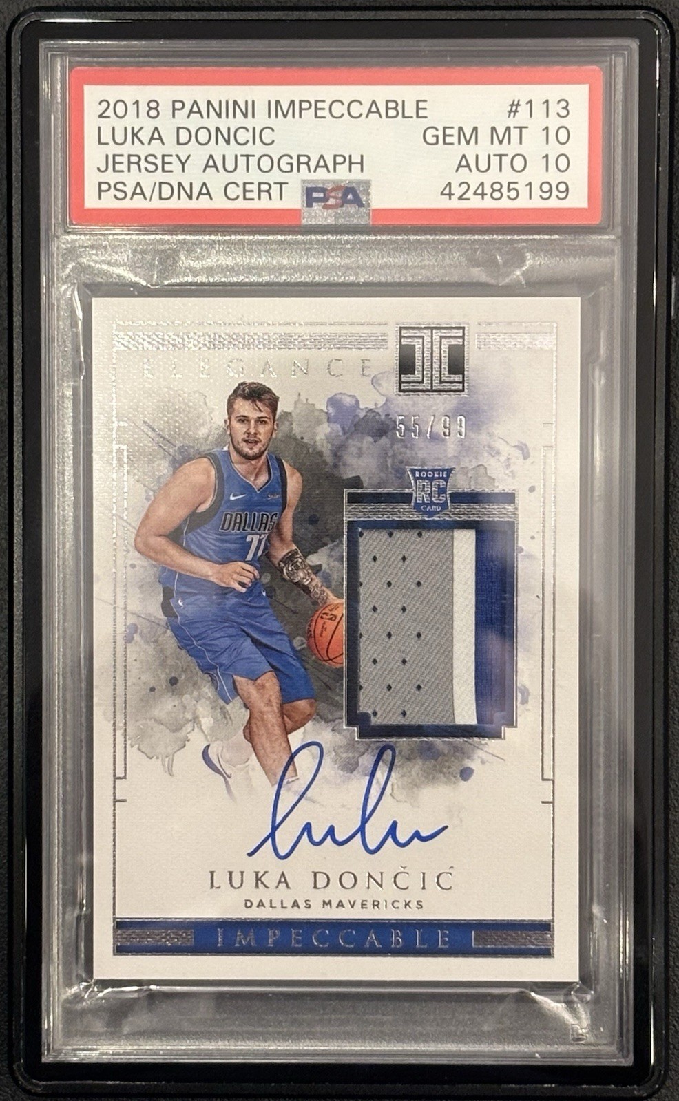 2018 Panini Impeccable Luka Doncic Rookie Jersey Autograph /99 PSA 10 AUTO 10 💎