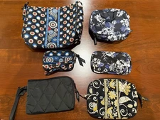VERA BRADLEY Travel Organizer Lot Accessories,  Makeup Bag, Glasses Case (6 pcs)