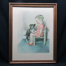 Bessie Pease Gutmann Prin  "Sympathy" Framed Print 19.5" x 15.5"