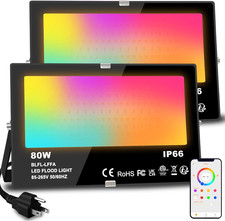 LED Flood Light Outdoor 800W Equivalent 8000LM Smart RGB Landscape Lighting with
