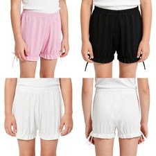Kids Girls Bloomers Elastic Waist Shorts Ruffle Bowknot Frill Cute Sweet Lace