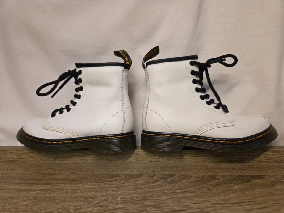 Ботинки Dr. Martens JY004 белые воздушные кожаные на шнуровке молодежный размер 11 - Изображение 3 из 4