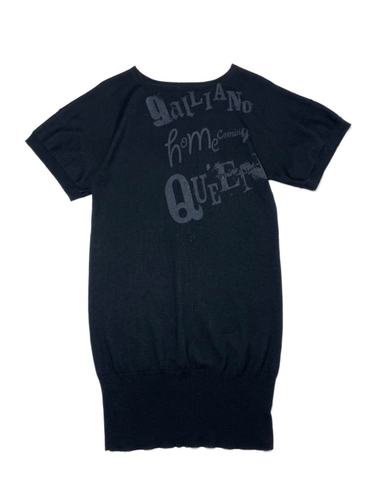 John Galliano Homecoming Queen Black Knit Sweater Dress Logo, Size S