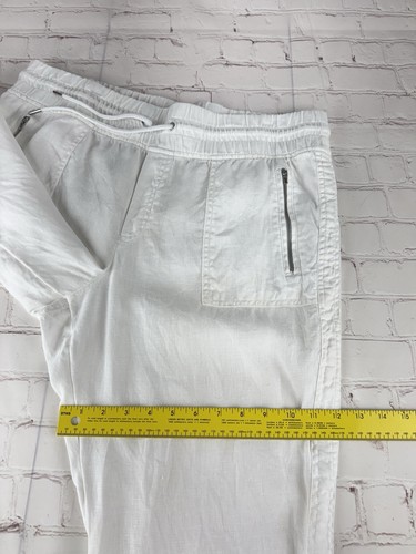 Athleta Cabo 100 % Leinen weiße Jogginghose Reisehose mit Reißverschlusstaschen Damen 16 - Bild 4 von 16