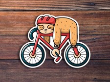 Sloth On Bike Sticker, Sloth Sticker, Bike Sticker, Cyclist Sticker, Cute Sticke