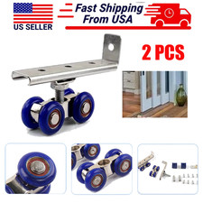 2Pc Sliding Door Roller Hardware Slide Doors Pulley Wheels Casters Rail Track