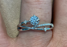 0.65 Carat Lab Created Diamond solitaire Wrap Ring In Platinum plated 925 Size i