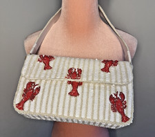Viral TJ Maxx Beaded Lobster Shoulder Bag White Red Magnetic Closure Rare