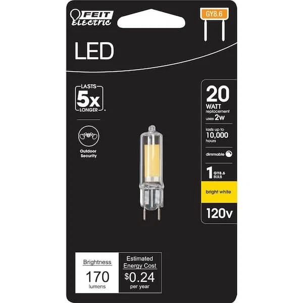 Feit Electric 20-Watt Equivalent 3000K T4 GY8.6 Bi-Pin Base LED Light Bulb 6 PAK - Image 3 of 4