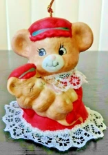 Jasco Caring Critters Chimer Christmas Porcelain Ornament - Mama and Baby Mouse