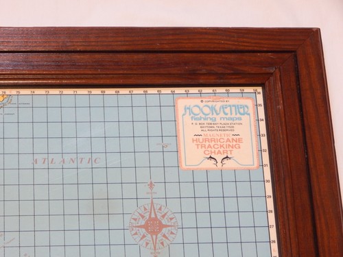 Vintage Framed Hooksetter Magnetic Hurricane Tracking Map Chart with 20 Magnets - Picture 3 of 14