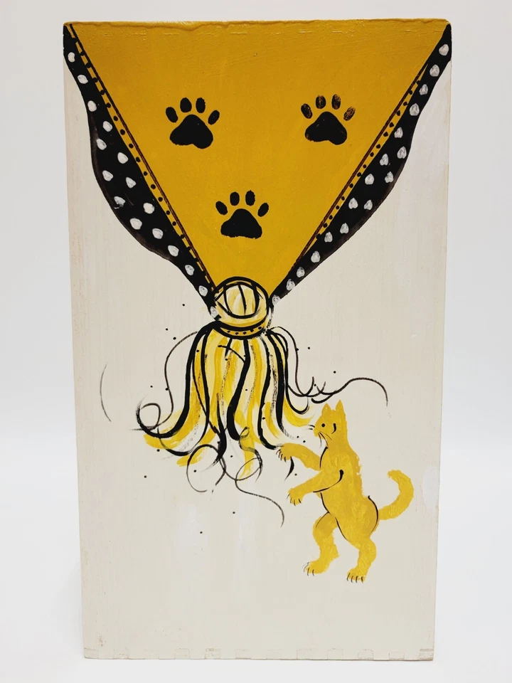 Armário de madeira artesanato armazenamento gato caixa 6 gavetas feito à mão costura assinada OOAK - Imagem 4 de 4