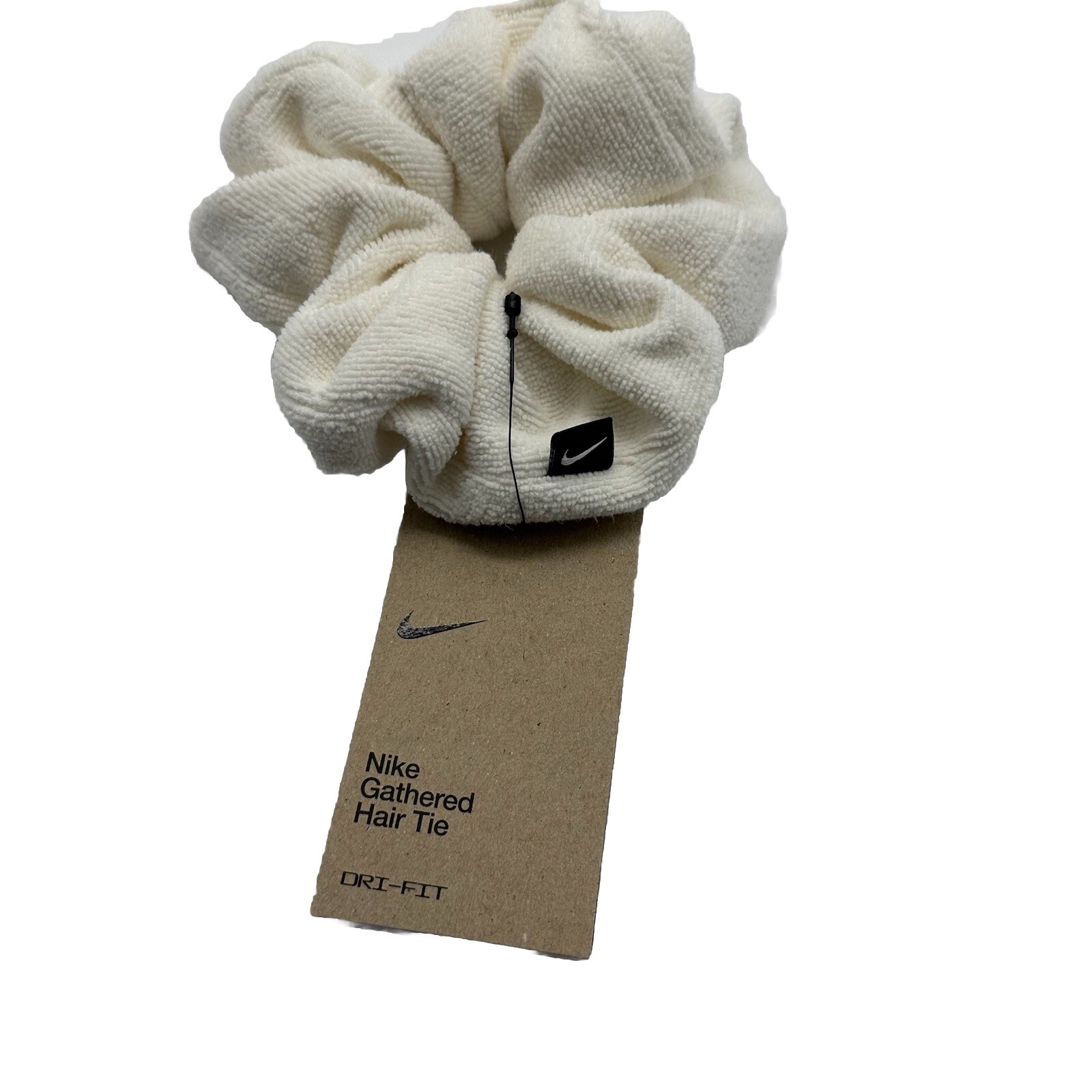 Nike Gathered Hair Tie Scrunchie For Women White Microfiber Dri Fit Hair Cloud