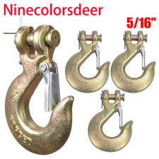 4Pcs 5/16" G70 Heavy Duty Forged Steel Clevis Slip Hook w/Safety Latch