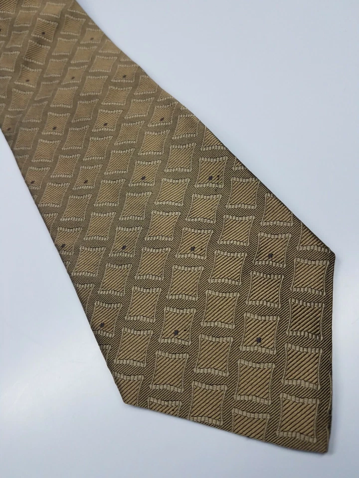 Corbata de seda Lord & Taylor marrón lisa geométrica para hombre 56,5 x 4 Foto 3 de 4