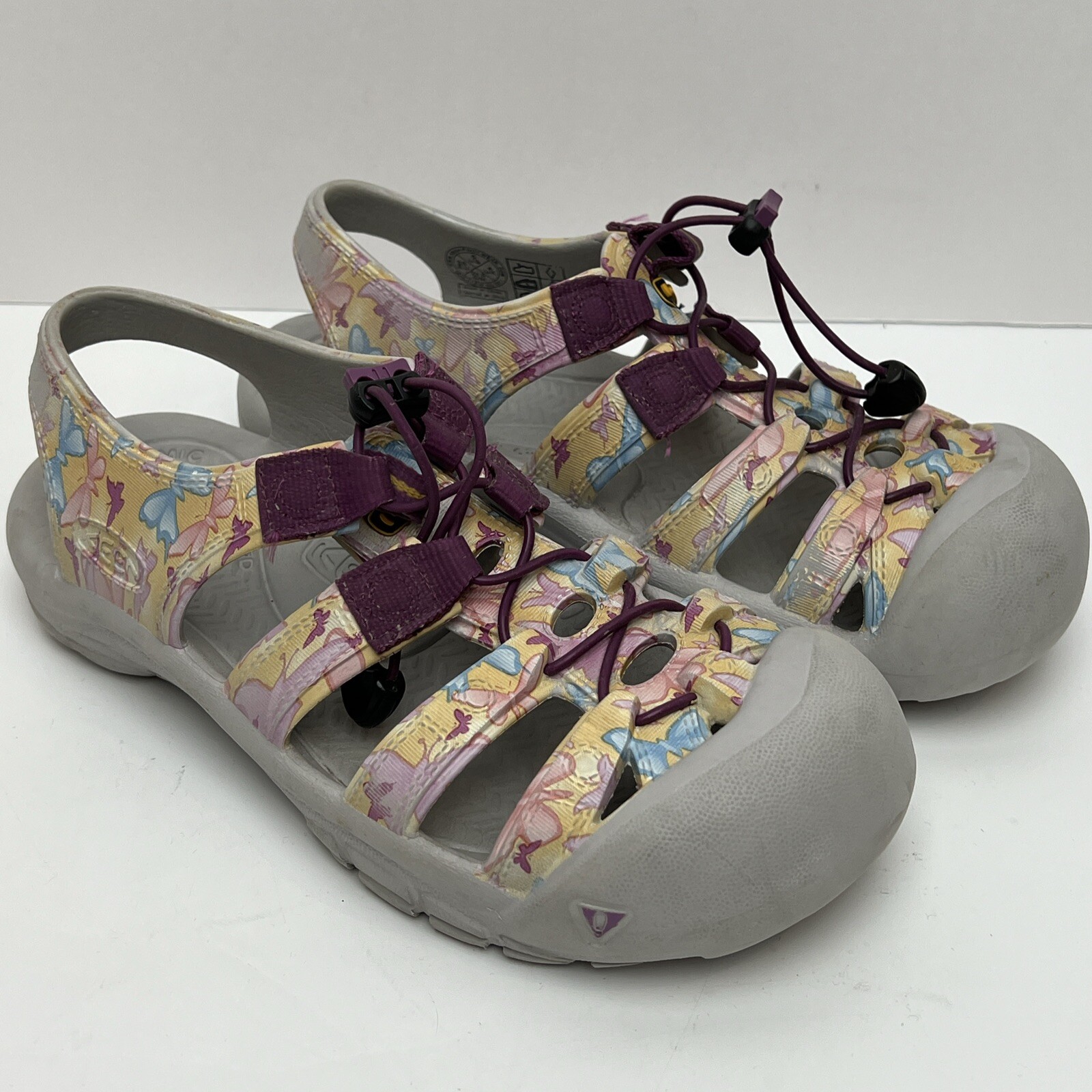 Sandali KEEN gomma punta chiusa cordino farfalle viola da ragazza taglia 5