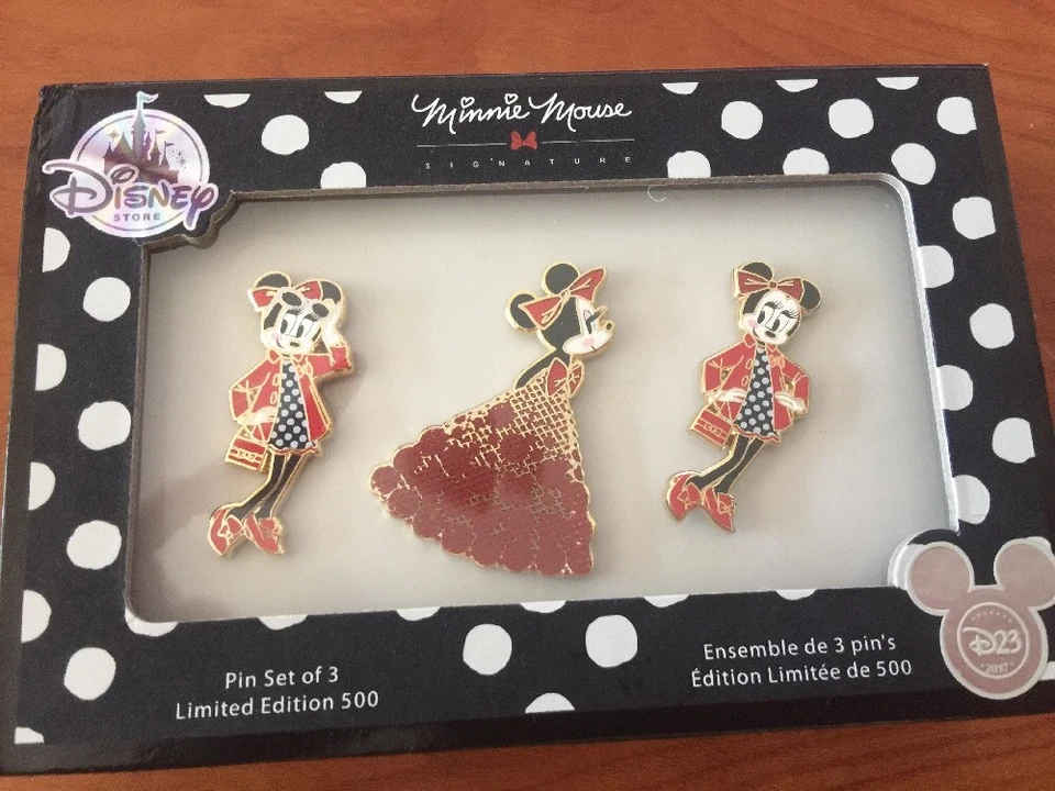 Disney D23 Expo 2017 Minnie Mouse Polka Dot Signature Designer Pin Set - Image 2 of 4