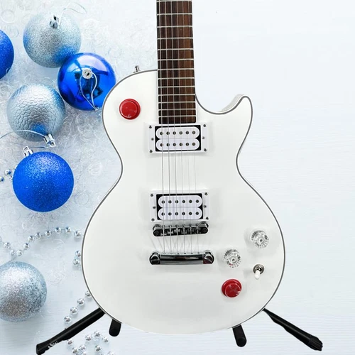 Custom Les Paul Electric Guitar White trim red button 2H Open pickup