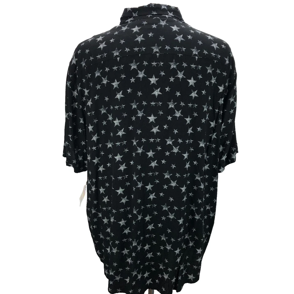 LuLa Roe 2XL XXL Black Stars  Short Sleeve Button-Up Casual Men's Shirt - Image 4 of 4