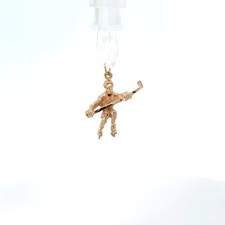 10k Yellow Gold Hockey Player Charm Necklace Pendant ~ 3.2g