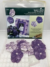 Wallies Wallpaper Cutouts 25 Purple Pansy 12014 Pre-pasted NEW Flowers