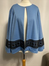 Bob Mackie Jacket Size Xl Blue Black Cutout Wearable Art Geometric Cape Style