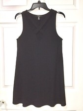 Black Sleeveless Swing Dress, Criss Cross V-Neck Rib Knit Size Small Forever 21