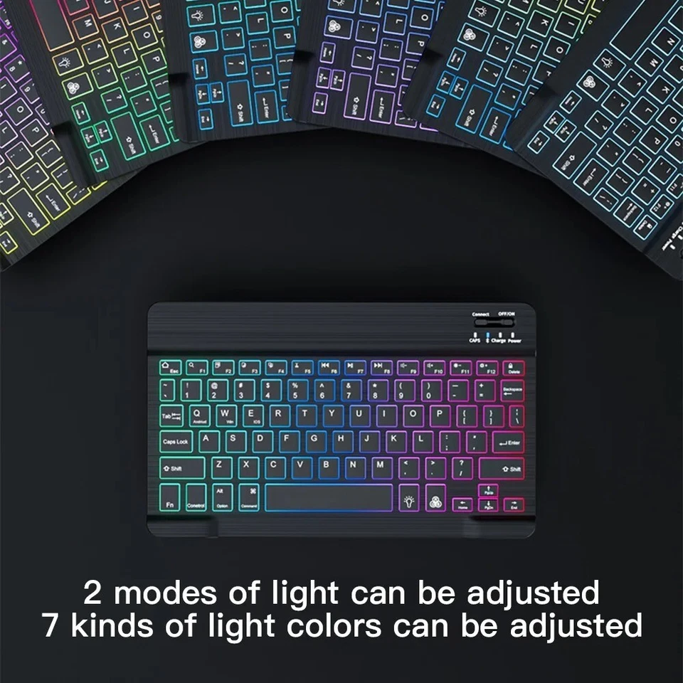 Black Wireless Bluetooth Keyboard and Mouse Android iOS Windows Mini Backlight - Image 2 of 4