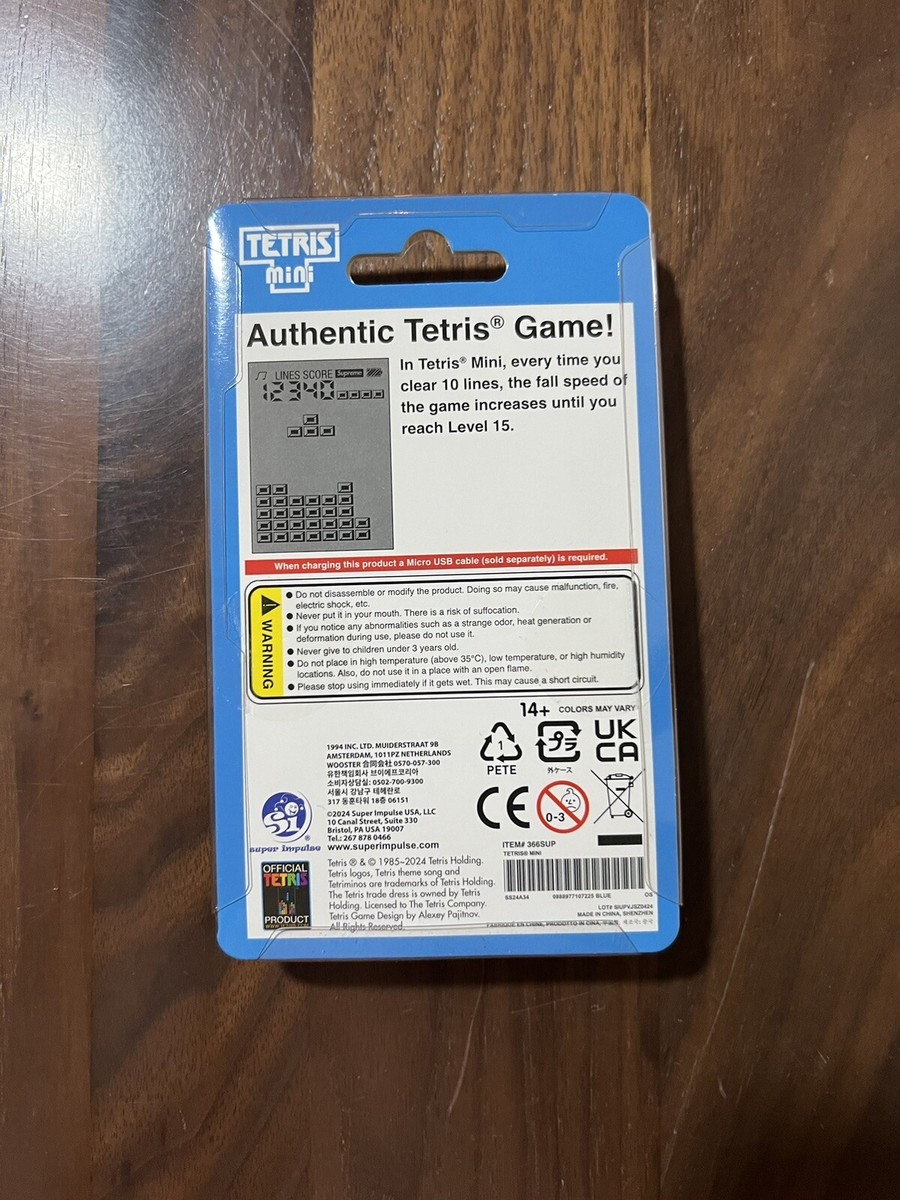 SUPREME/TETRIS MINI Blue LCD Rechargeable Handheld Game Device