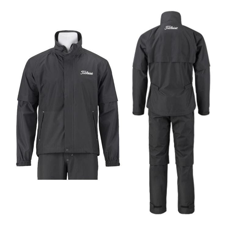 Titleist Golf Stratch Rain Wear Jacket Pants Black M Men's Set