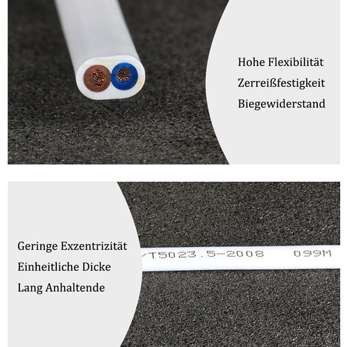 2-adrig Reiner Kupfer Flex Draht 0.3-2,5mm² Elektroleitung Weiß PVC Isolierung - Picture 8 of 21