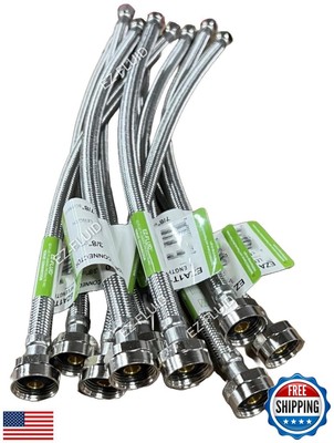 (10) EZ-Fluid 12-Inch Metal Nut Toilet Water Supply Connector,3/8'' Compressio