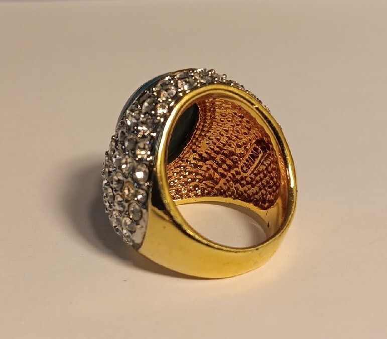 Turquoise Statement Ring With Sparkly Side Stones… - image 4