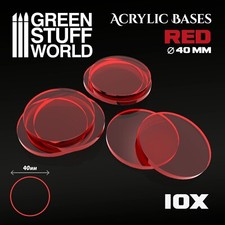 Acrylic Bases - Round 40 mm CLEAR RED - Basing Laser Cut Wargames Ogre